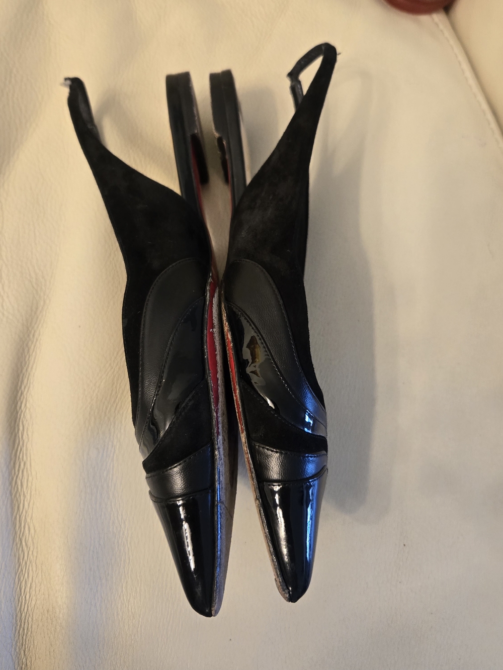 Christian Louboutin Women's Black Pointed Slingback Flats - Picture 7 of 15